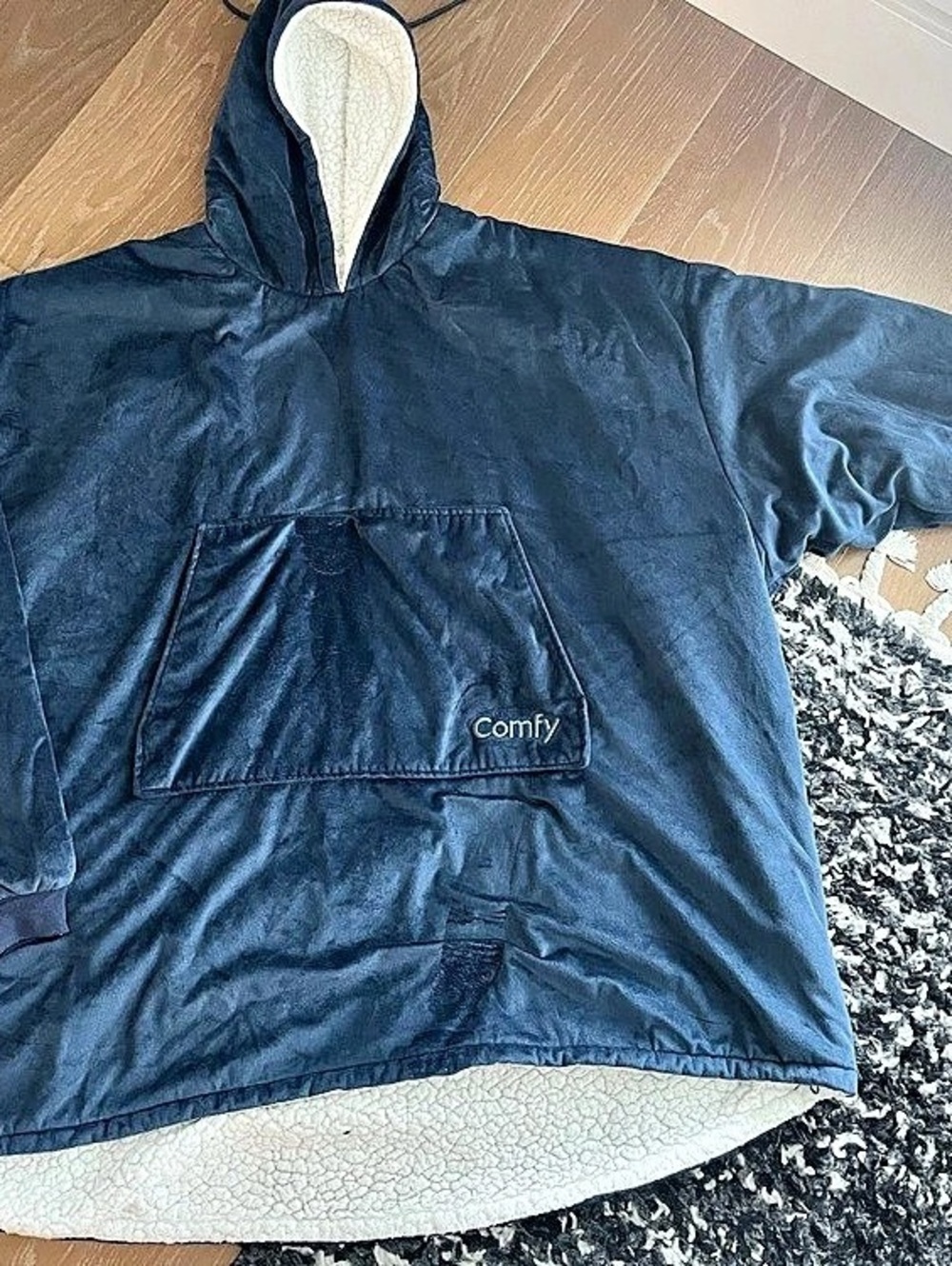 The Comfy Original Blue Sherpa Lined Wearable Blanket Hoodie